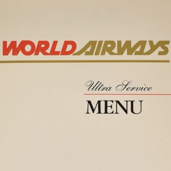 1984 American Heritage World Airways Ultra Service Menu Los Angeles New York