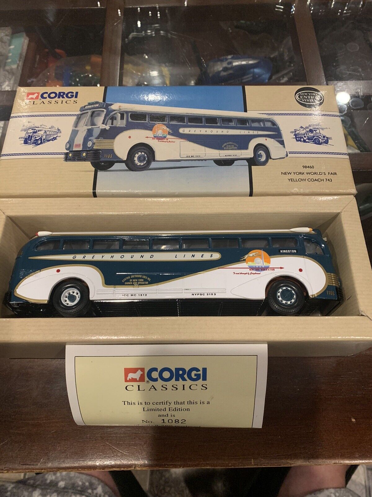 VTG. Corgi Classics #1082 greyhound line yellow coach 743