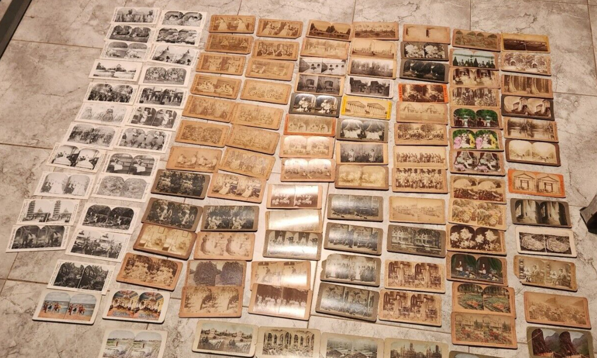 100+ World Travel Antique Stereoview Photo Cards +View Finder*Fast  shipping