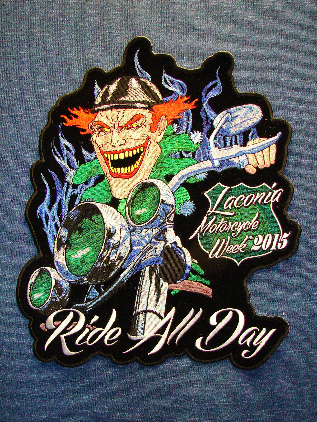 Huge Laconia Motorcyle Week 2015 Patch Harley  RIDE ALL DAY Applique Vest ralley