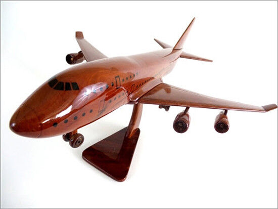 Boeing 747 Handcrafted Natural Mahogany Premium Wood Desk Model