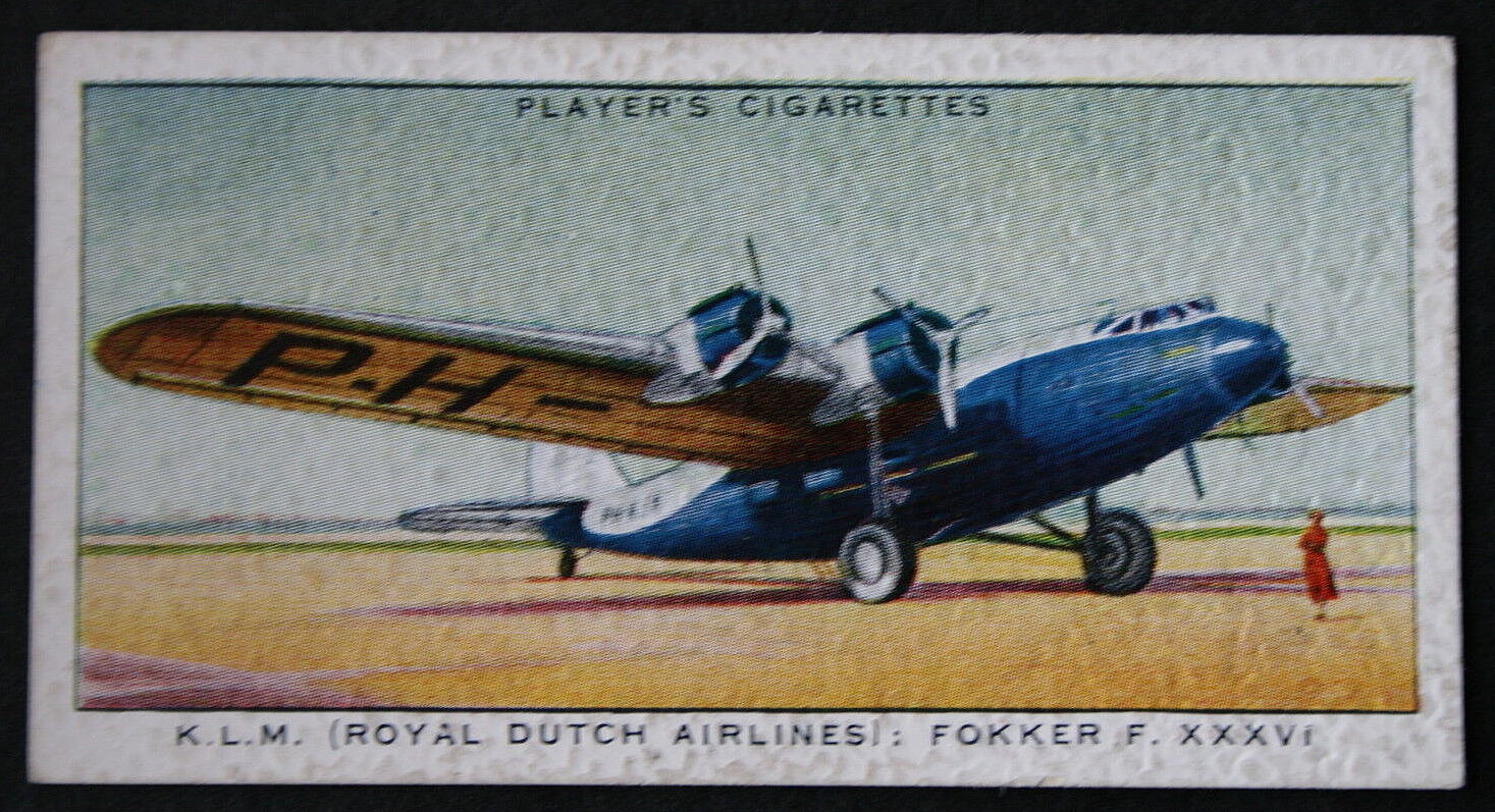 K.L.M.  Fokker  F. XXXV1   Airliner   Original 1930\'s Card  KB09M