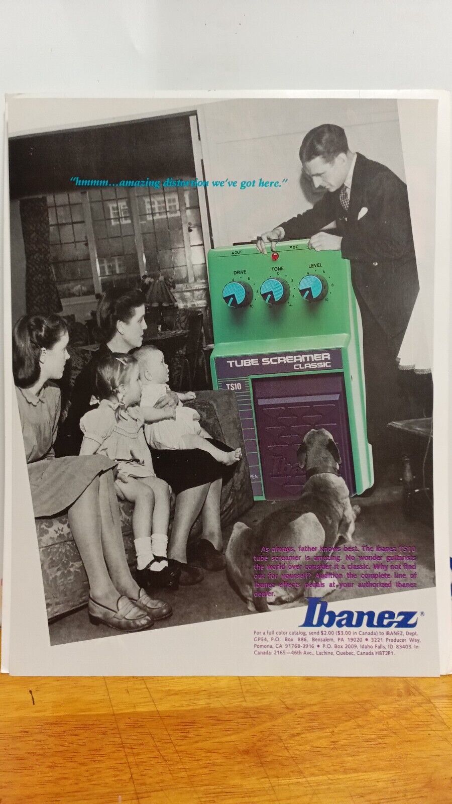 IBANEZ TUBE SCREAMER TS10 PEDAL 1989 PRINT AD.  11 X 8.5  a1