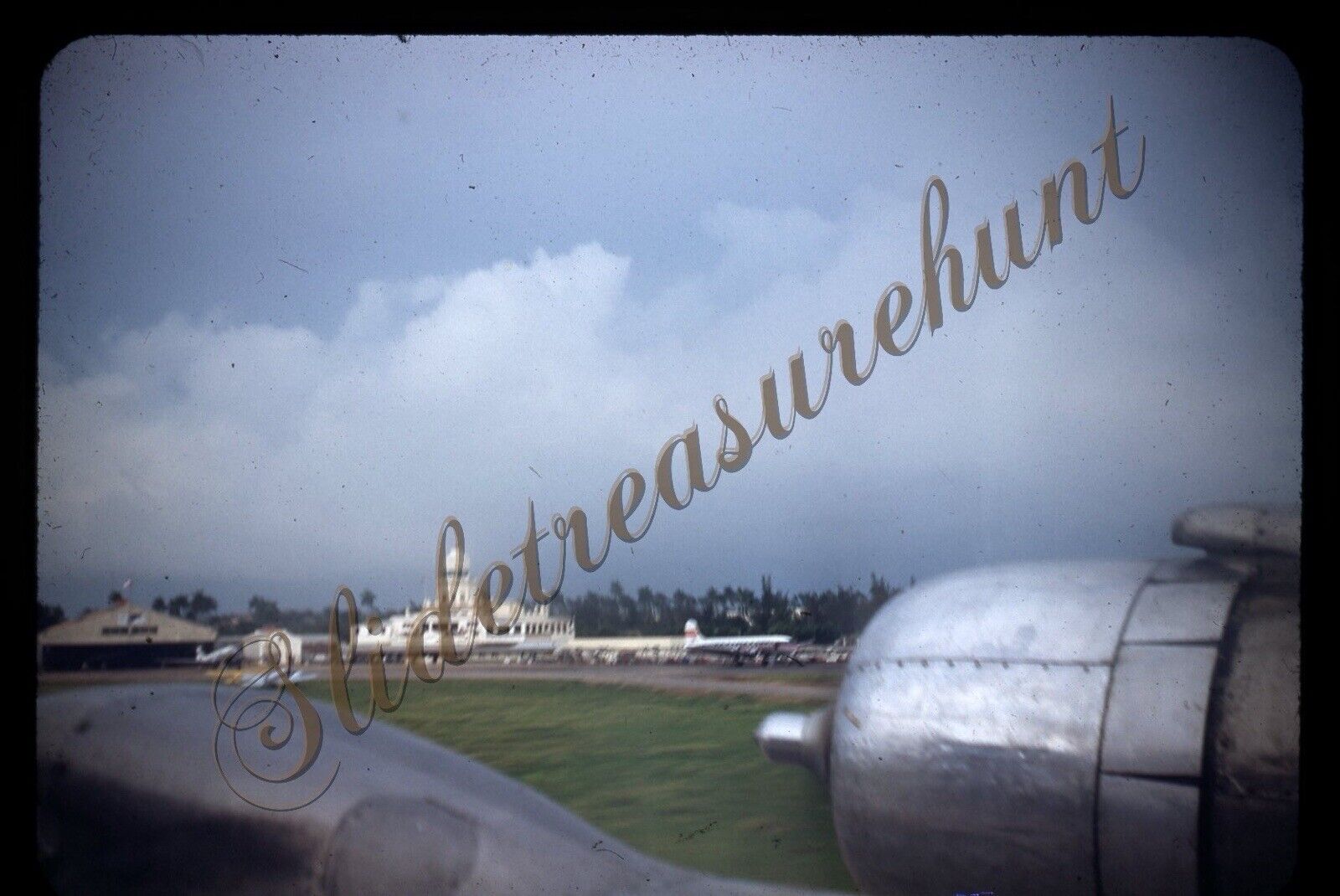 Havana Cuba Airport Aircraft Engine 35mm Slide 1950s Red Border Kodachrome