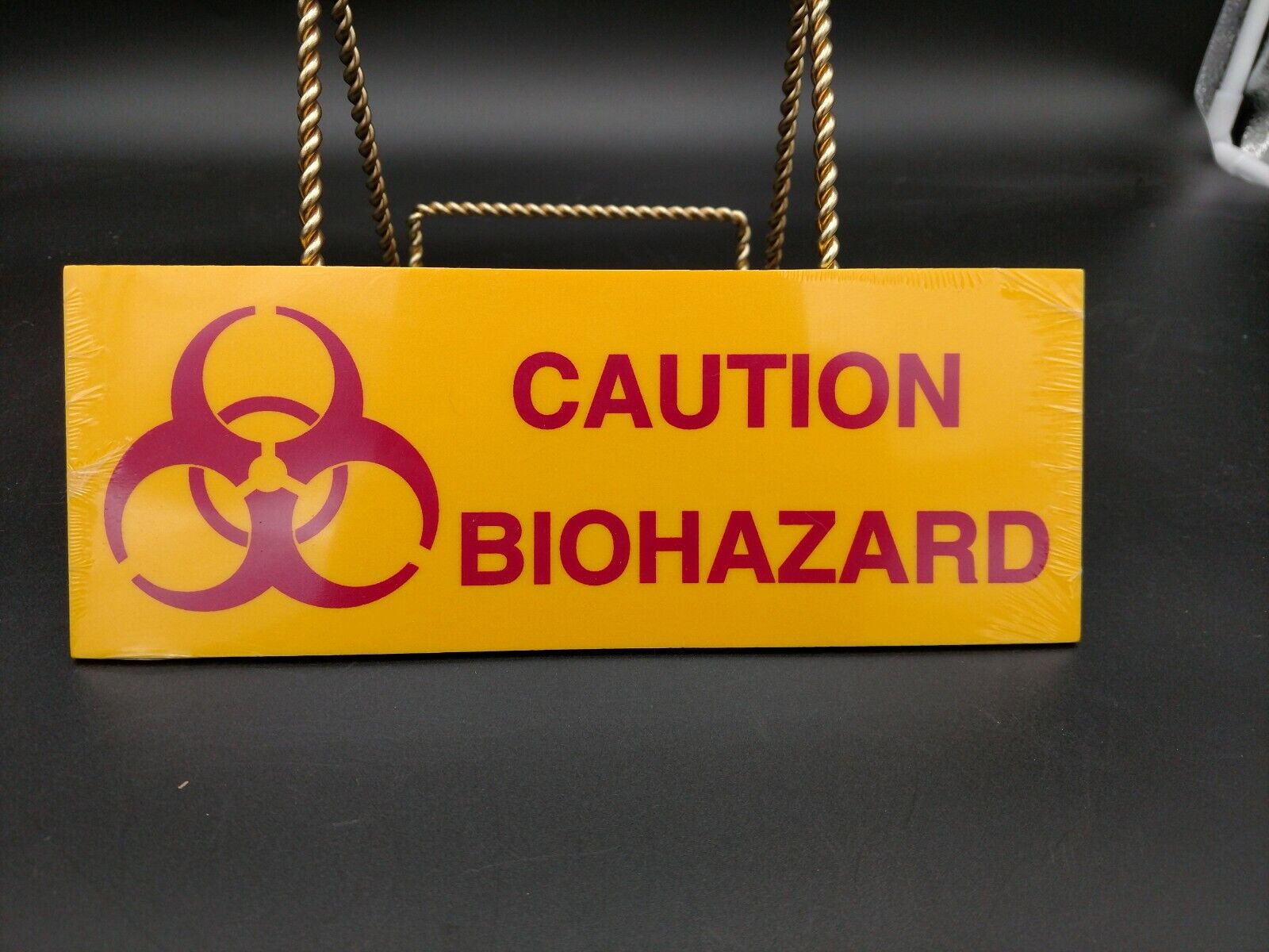 Caution Biohazard Plastic Sign Yellow & Red 10\