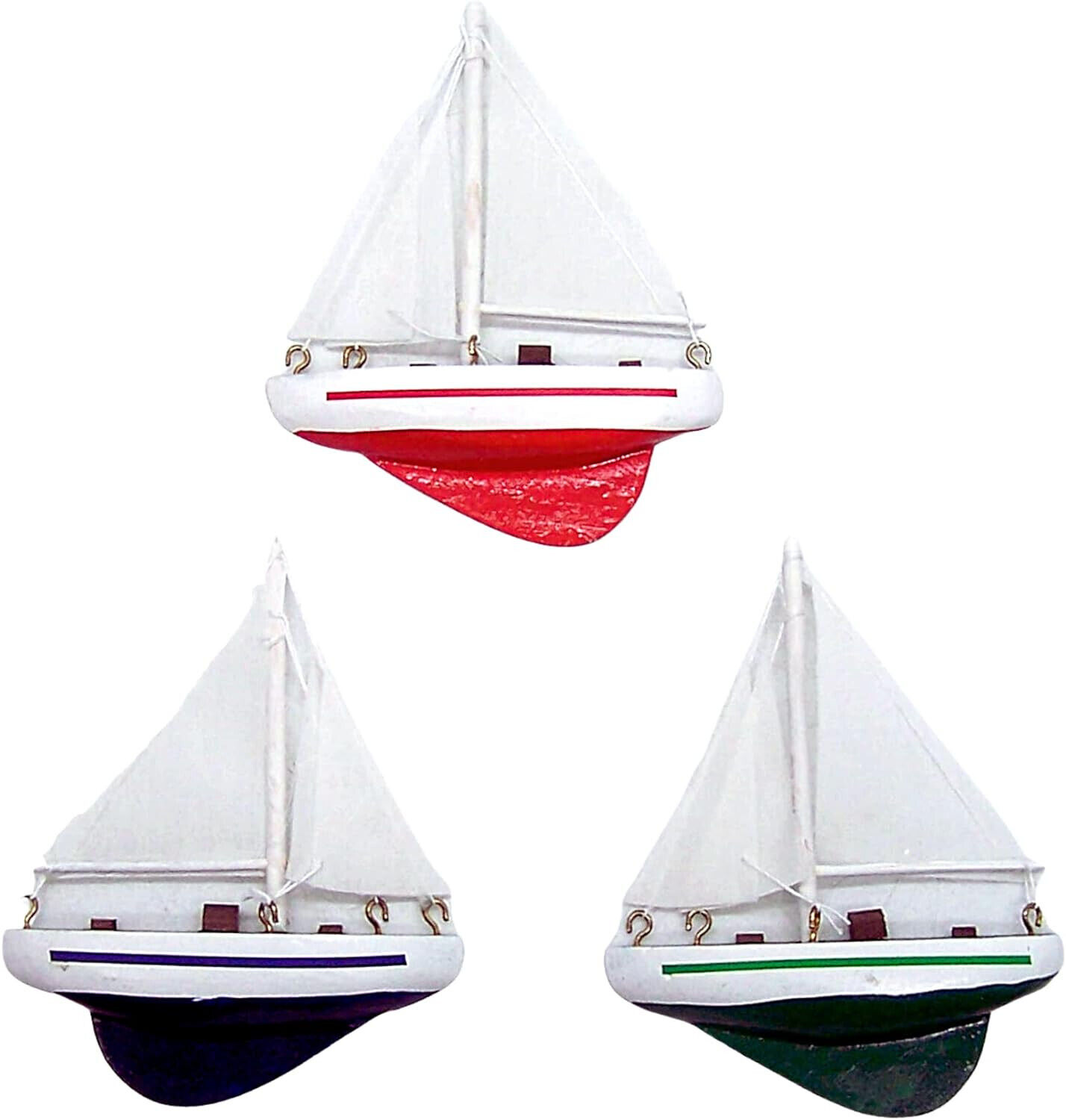 Set of 3 Assorted Sail Boat Ship Magnets, Nautical Home & Fridge Decor