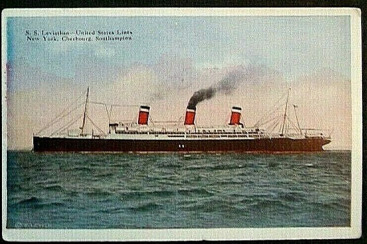 SS LEVIATHAN - United States US Lines - Vintage Ship/ Oceanliner Postcard 950 ft