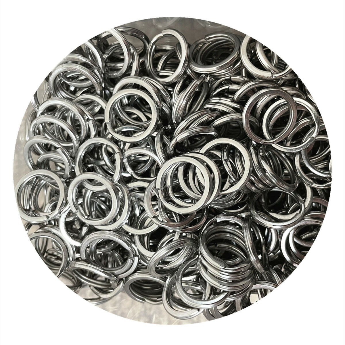 10-1000pcs Stainless Steel Small Key Rings Split Ring 15mm Flat Metal Keychain