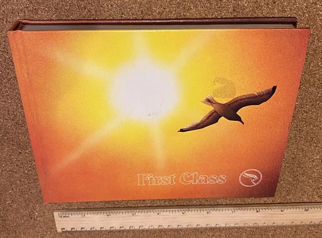 VINTAGE 1980 QANTAS AIRLINE FIRST CLASS PROMO HARDCOVER PHOTO BOOK 230 + PAGES