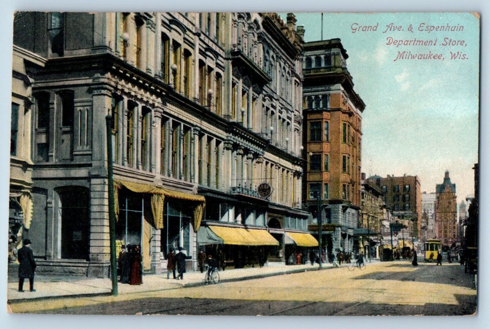 Milwaukee Wisconsin WI Postcard Grand Ave Espenhain Department Store 1908 Posted