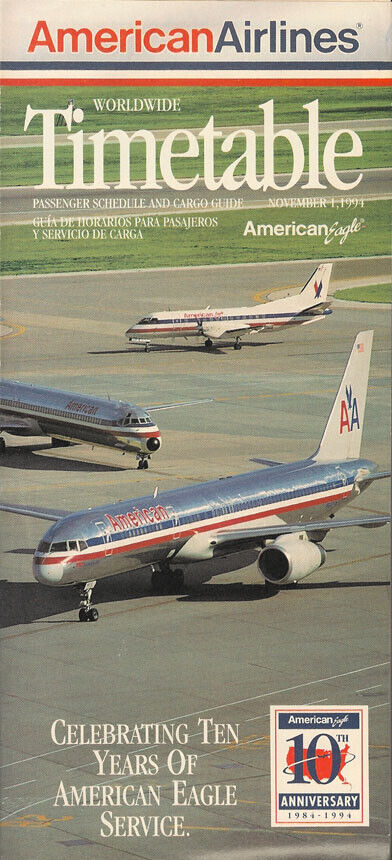 American Airlines system timetable 11/1/94 [308AA] Buy 4+ save 25%