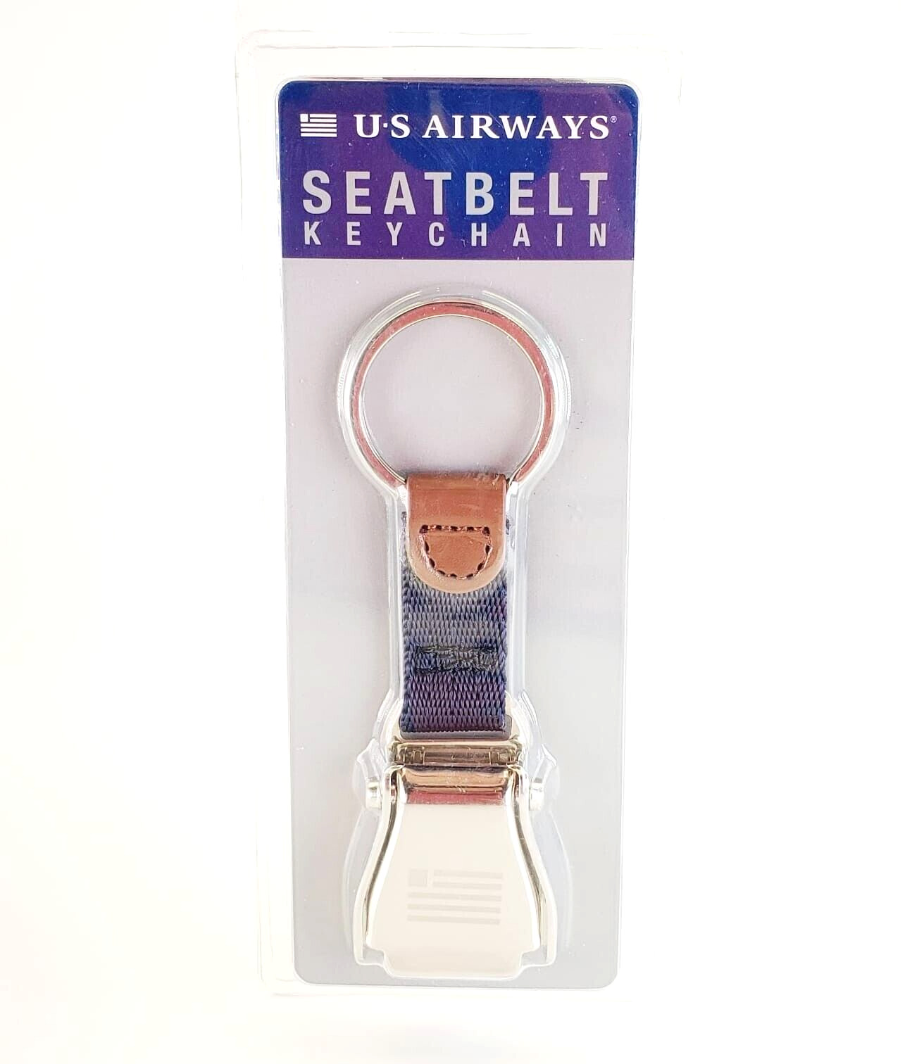 US Airways Airplane Seatbelt Keychain, Navy
