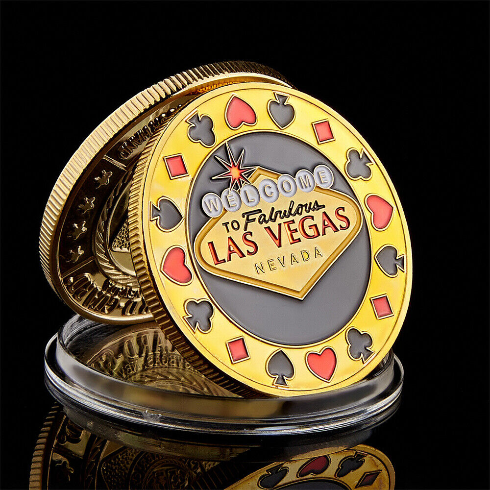 Welcome To Nevada Las Vegas Poker Chip Angel Casino Gold Coin Lucky Coin 