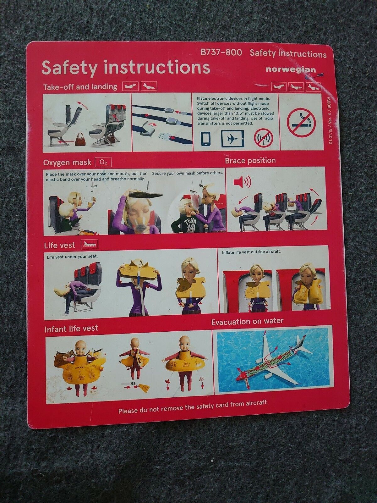 Norwegian Boeing 737-800 Ver4 Safety Card 