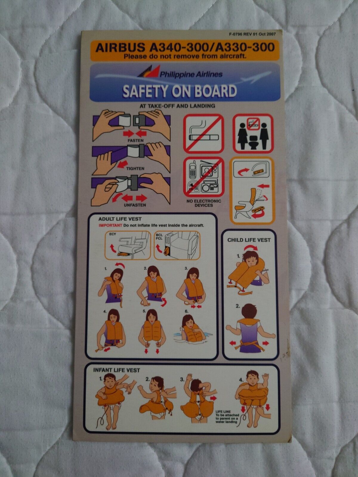 Philippine Airlines Airbus A340-300/A330-300 Rev 01 OCT 2007  Safety Card