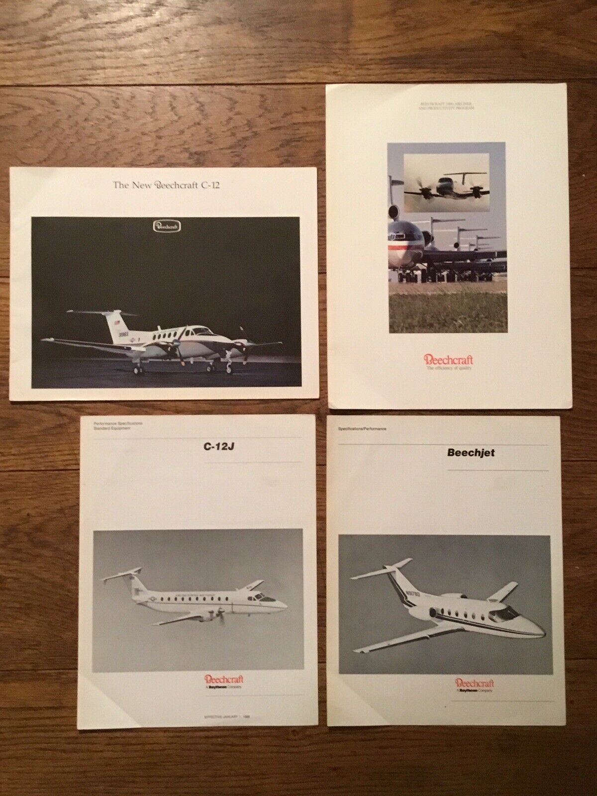 4  BEECHCRAFT  Aircraft Brochures, C-12, 1900, C-12 J & Beechjet