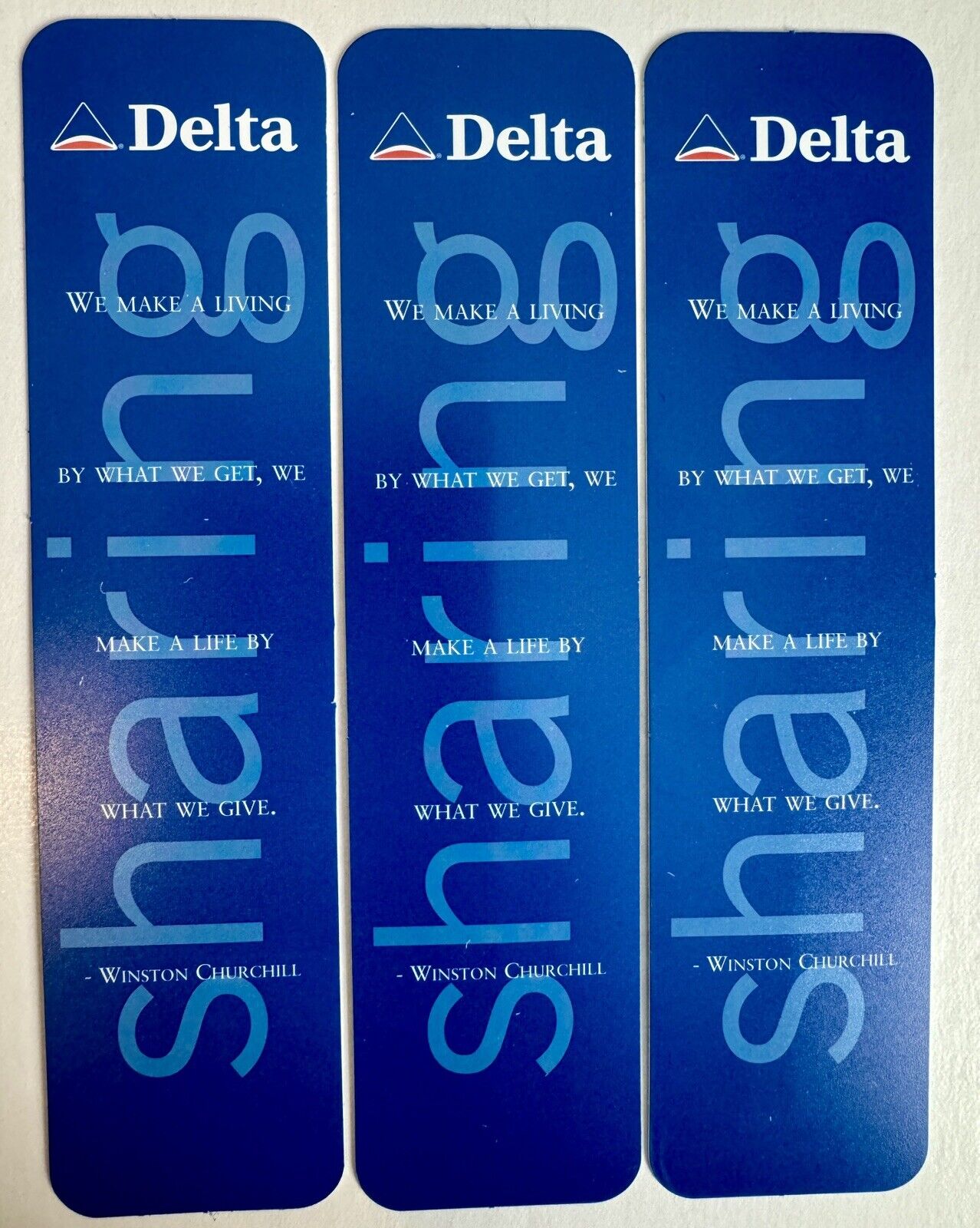 Delta Airlines Bookmarks Lot Of 3 Winston Churchill Tip Calculator On Back