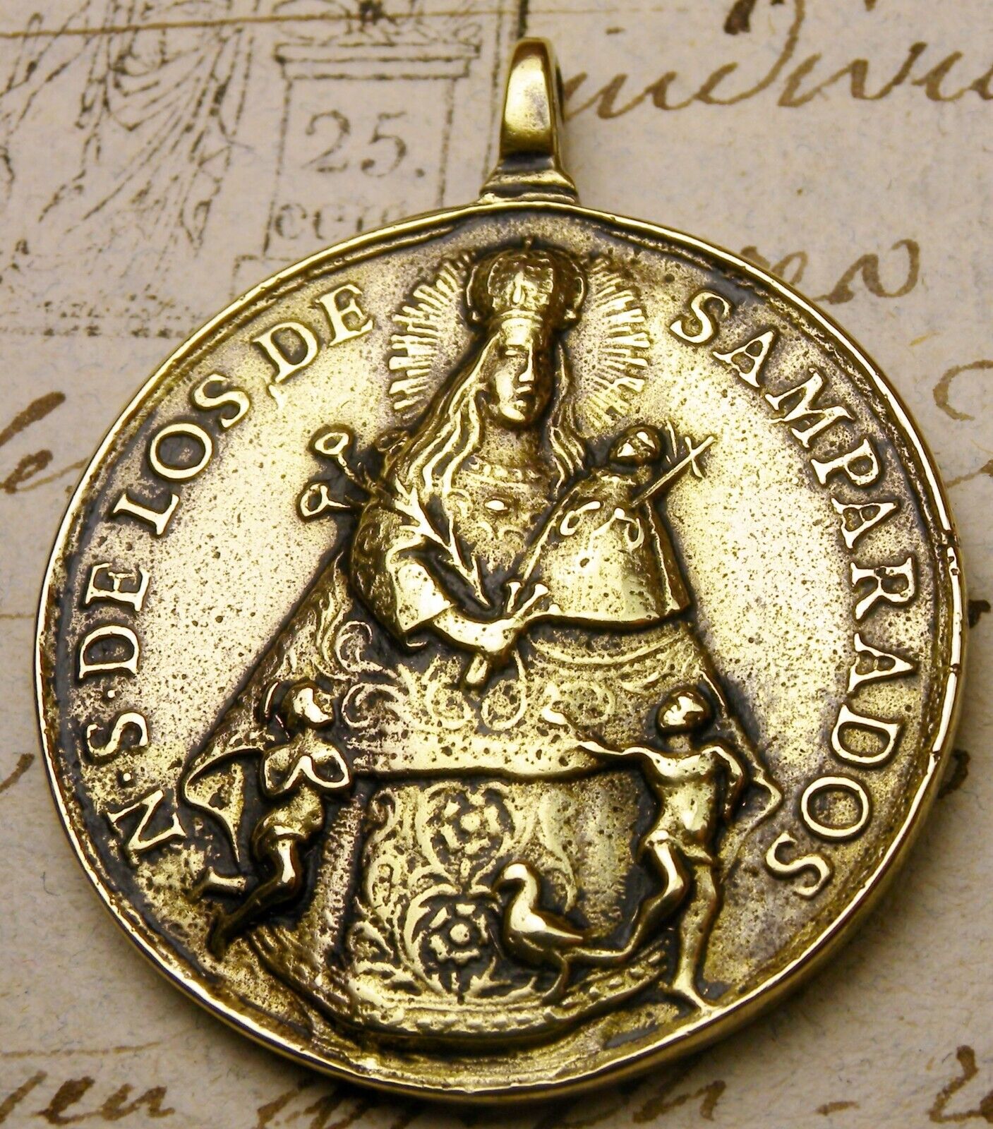 ANTIQUE 18TH CENTURY OUR LADY OF THE FORSAKEN ST. LUCIA OF SYRACUSE MEDAL