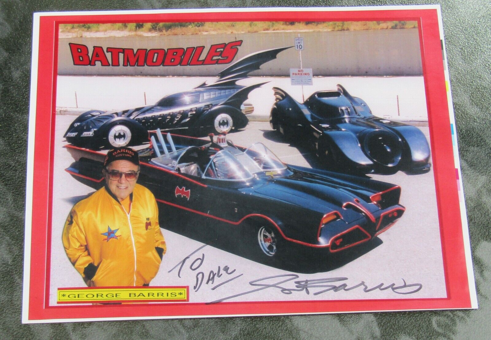 Vintage George Barris Autographed BATMOBILE Handout To Dale George Barris batman