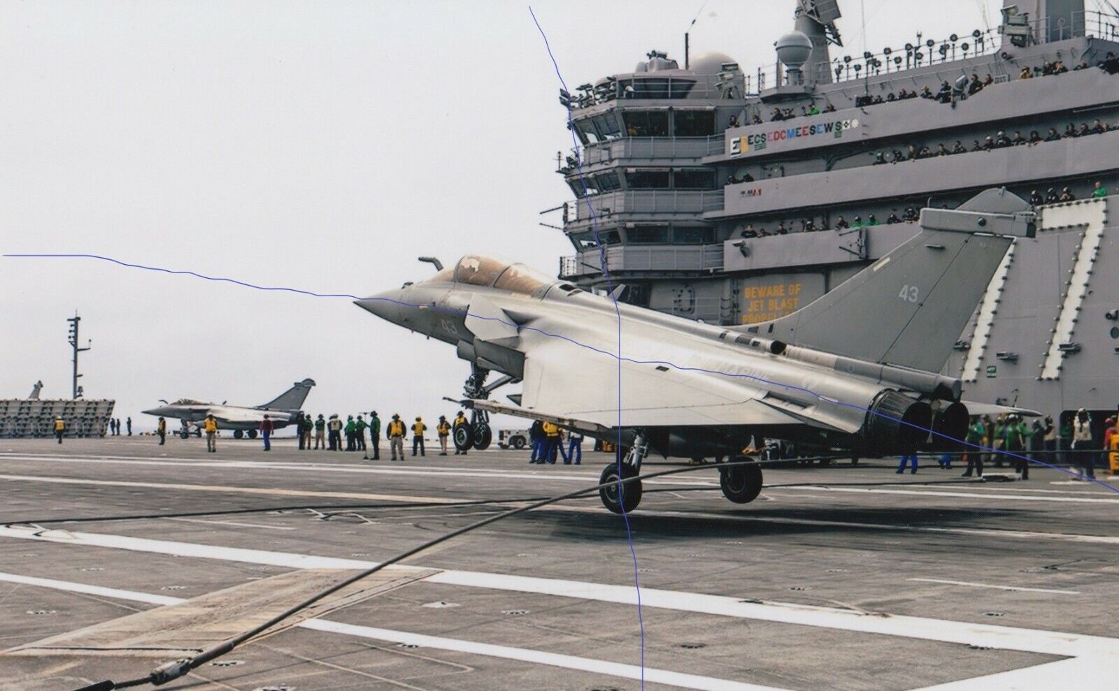 MILITARY AIRCRAFT PLANE PHOTO FRENCH MARINE PHOTOGRAPH RAFALE JET ON US CARRIER