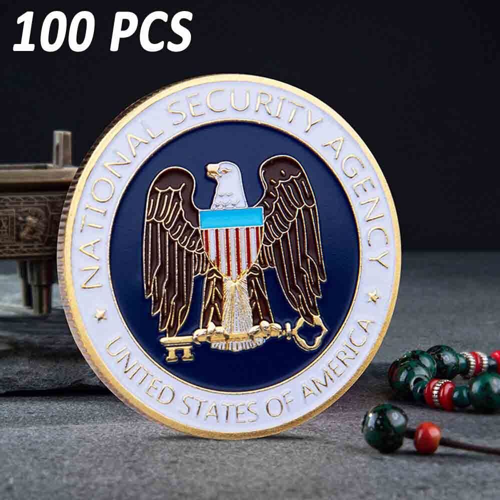 100PCS Collection National Security Agency Coin Gold Plated Art Commemorative