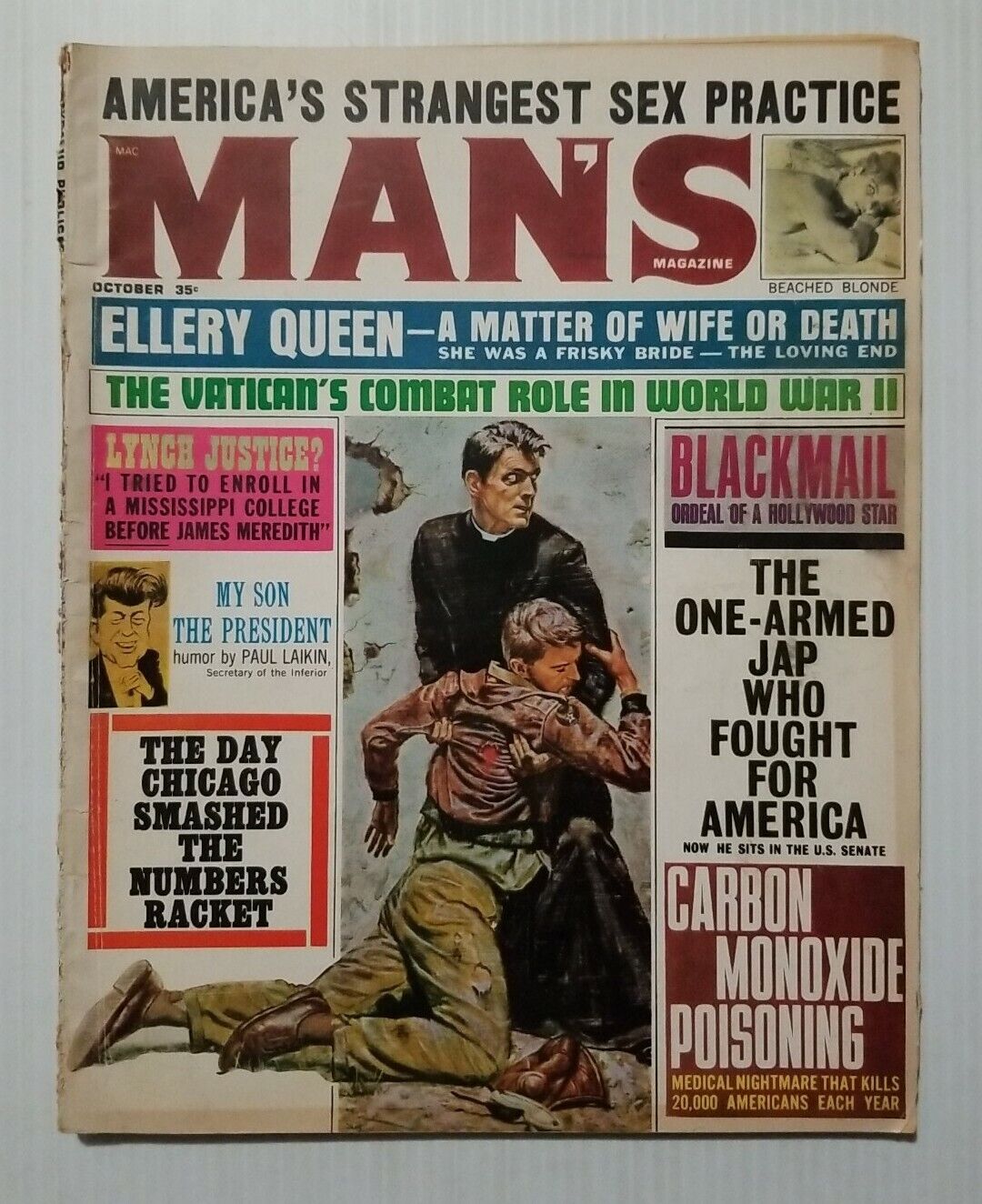 MAN\'S MAGAZINE Oct 1963 Mens Pulp Fiction Magazine War Stories Entertainment