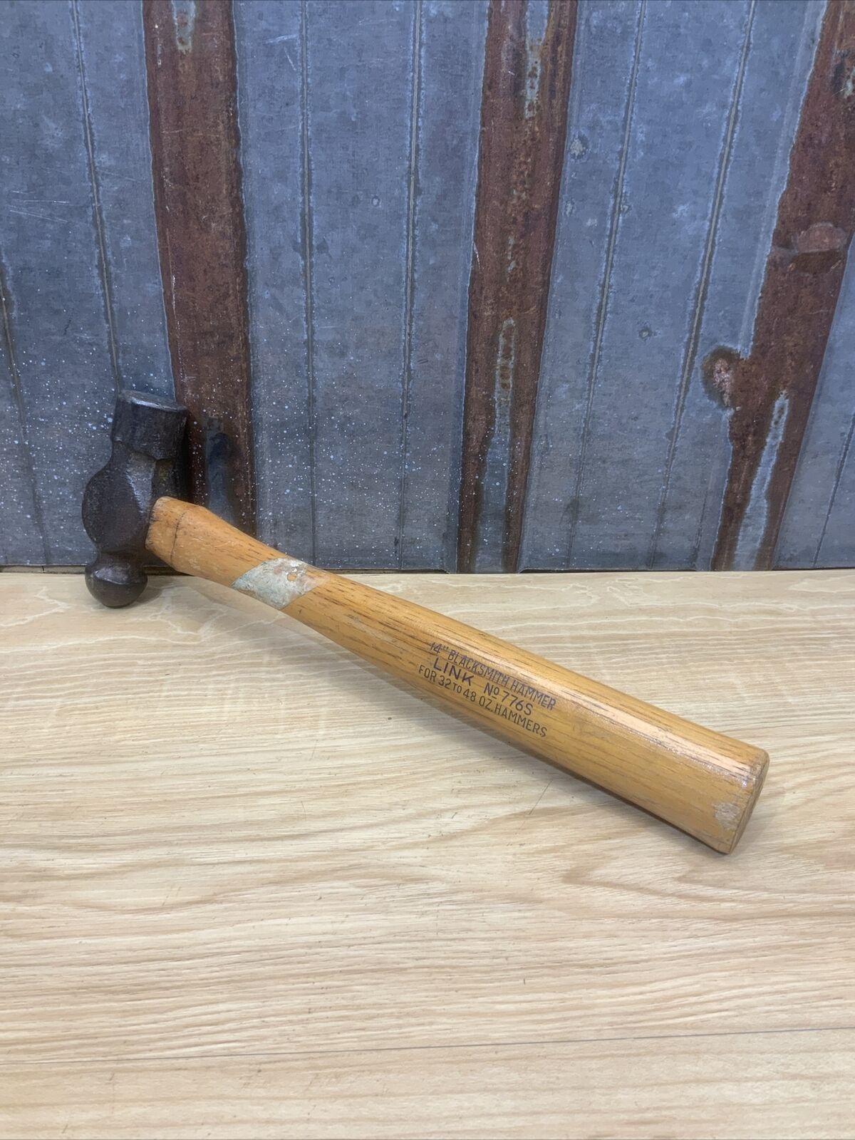 Vintage Link 14” Ball Peen Hammer Drop Forged Blacksmith Tools