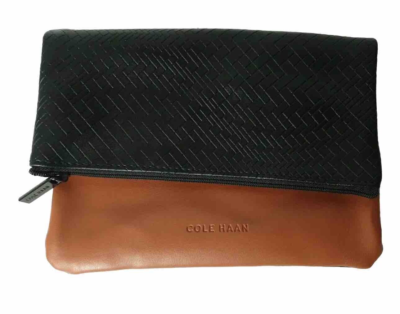 Cole Haan American Airlines Brown Black amenity travel kit bag  foldable