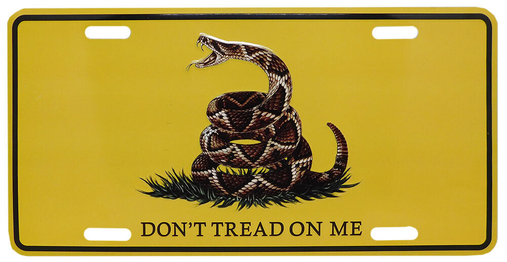 GADSDEN FLAG DON\'T TREAD ON ME AMERICAN FLAG LICENSE PLATE TAG 6 BY 12 INCHES