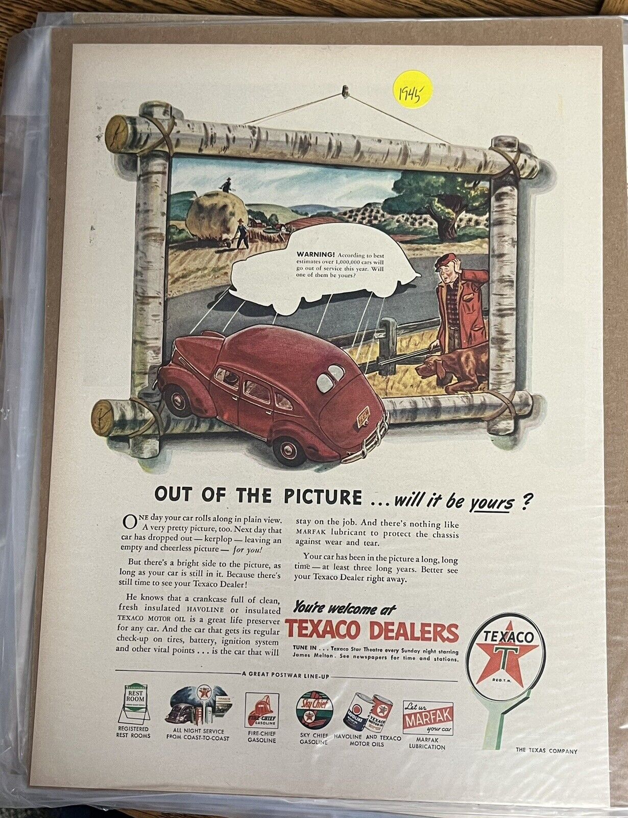 Texaco Dealers Out of The Picture... Will It Be Yours? 1945 Vintage Print Ad