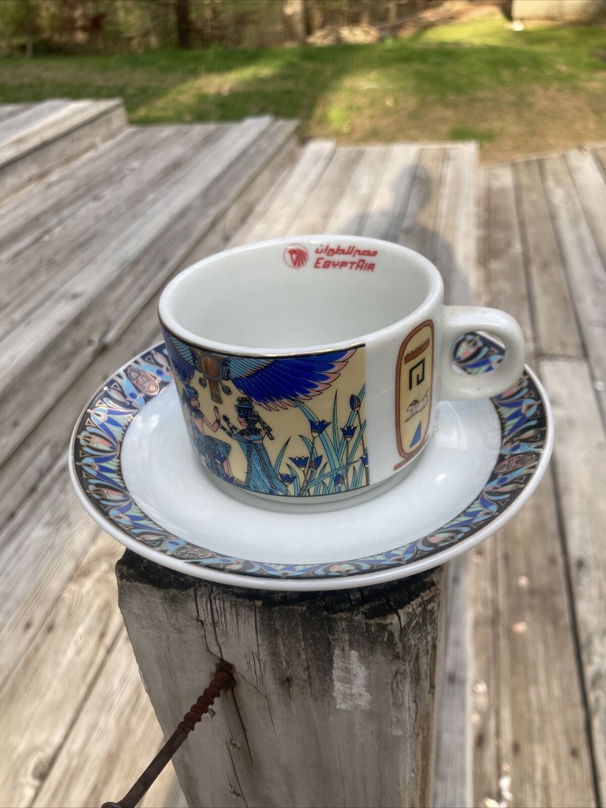 Egypt Air Airlines demitasse Cup And Saucer Biblical Scenes