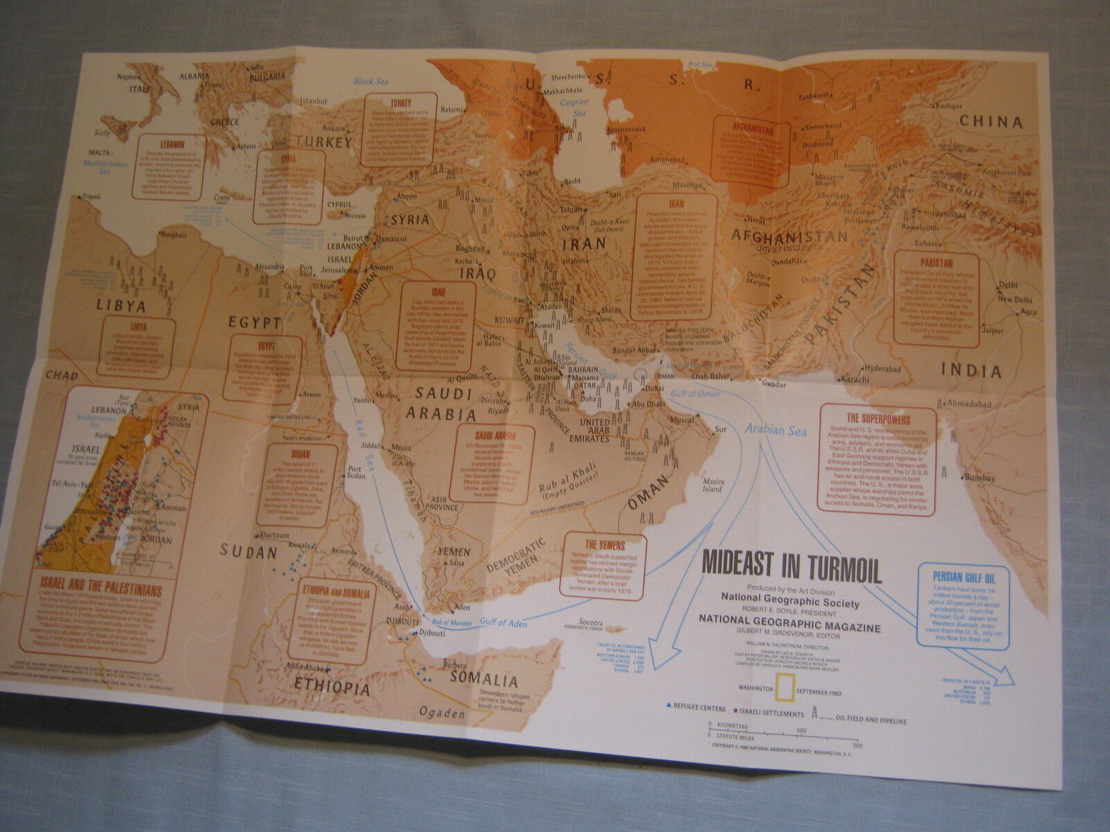 THE MIDDLE EAST MAP + TWO CENTURIES OF CONFLICT  National Geographic Sept. 1980