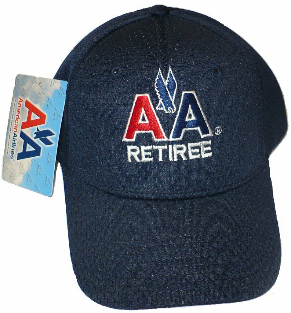 American Airlines Retiree Blue Embroidered Logo Adjustable Baseball Mesh Cap Hat