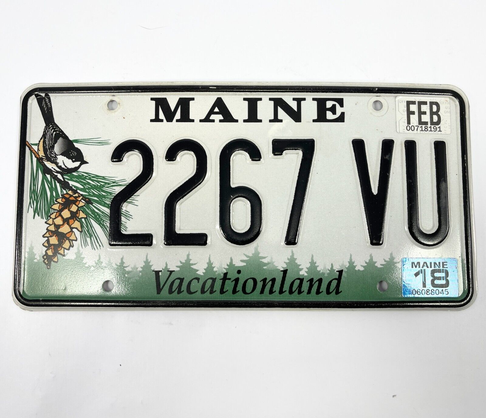 2018 Maine Vacationland License Plate  2267 VU February