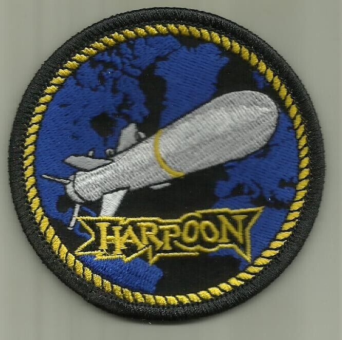 HARPOON MISSILE PATCH U.S.NAVY WEAPON WARSHIP SUBMARINE USAF AIRCRAFT FLY USA