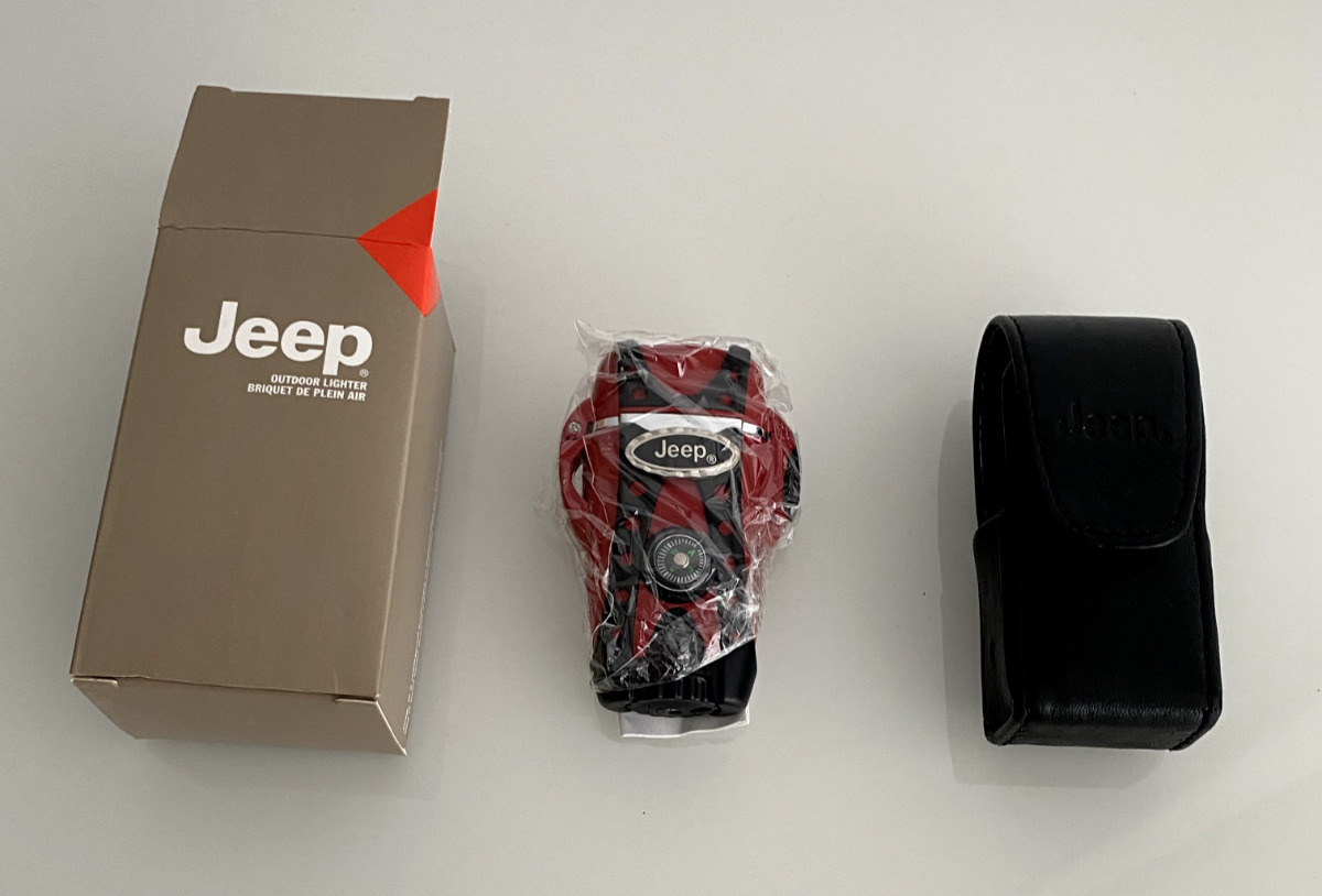 AUTHENTIC (RED) Jeep Lighter (with compass) in Leather Case - GREAT GIFT
