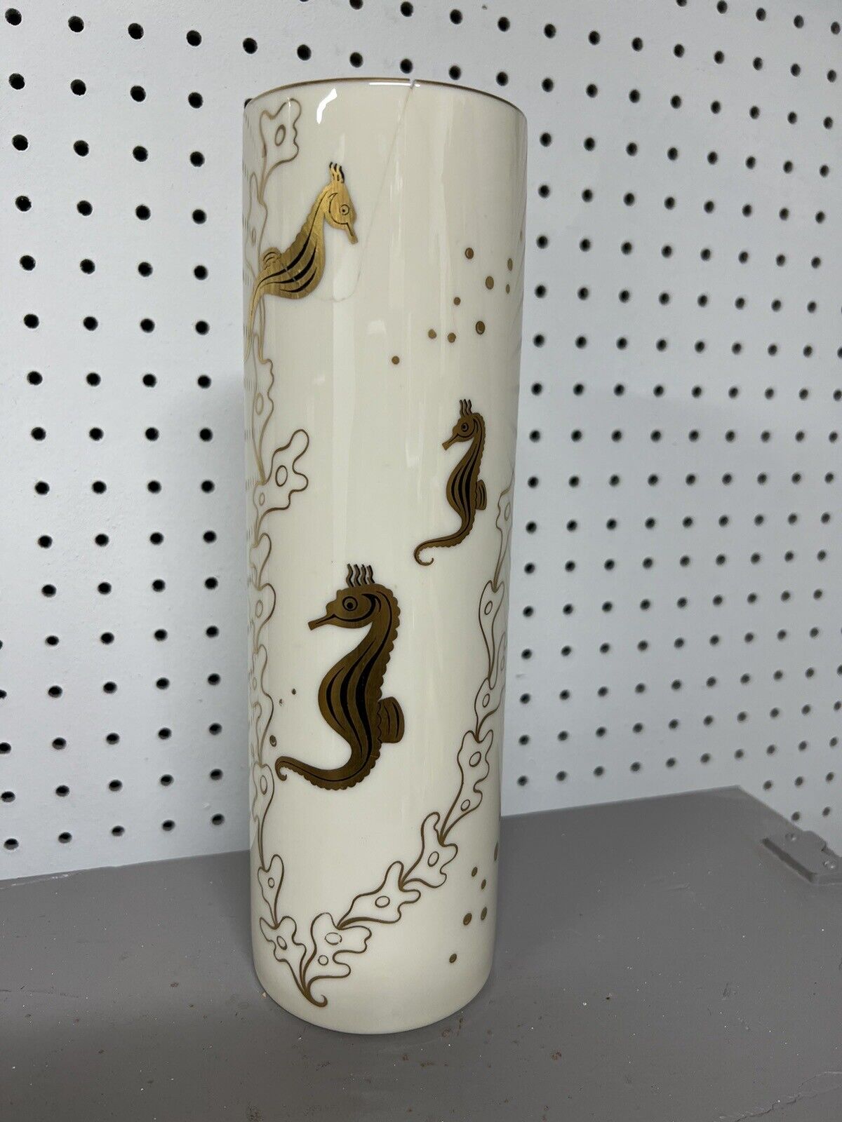 LENOX Vintage Smiling Seahorses Tall Vase RARE Mid-20th Century READ