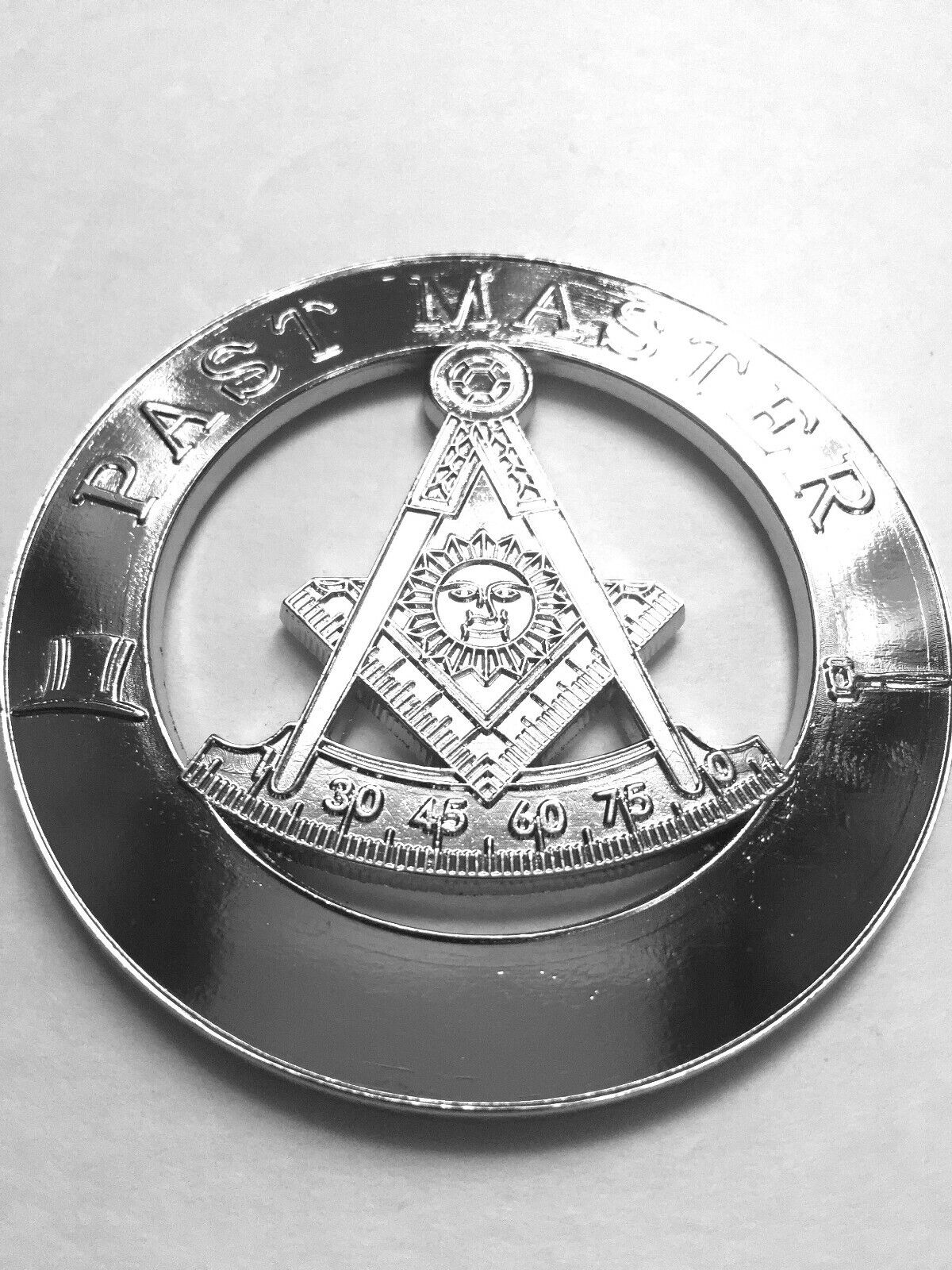 Masonic  Metal Chrome Past Master Auto Car Emblem