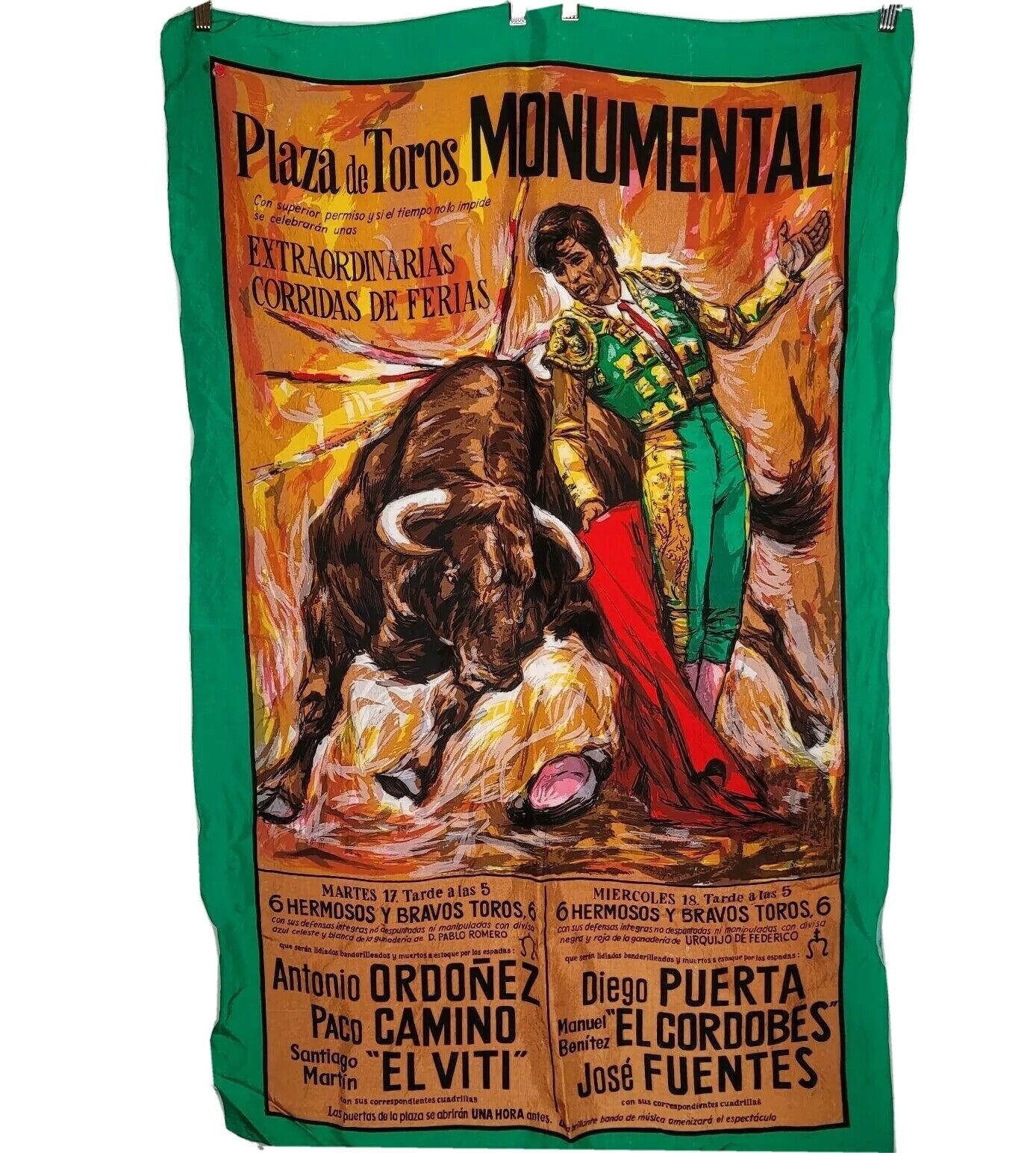 Vintage Plaza de Toros Monumental Matador Bull Fighter Poster Advertising