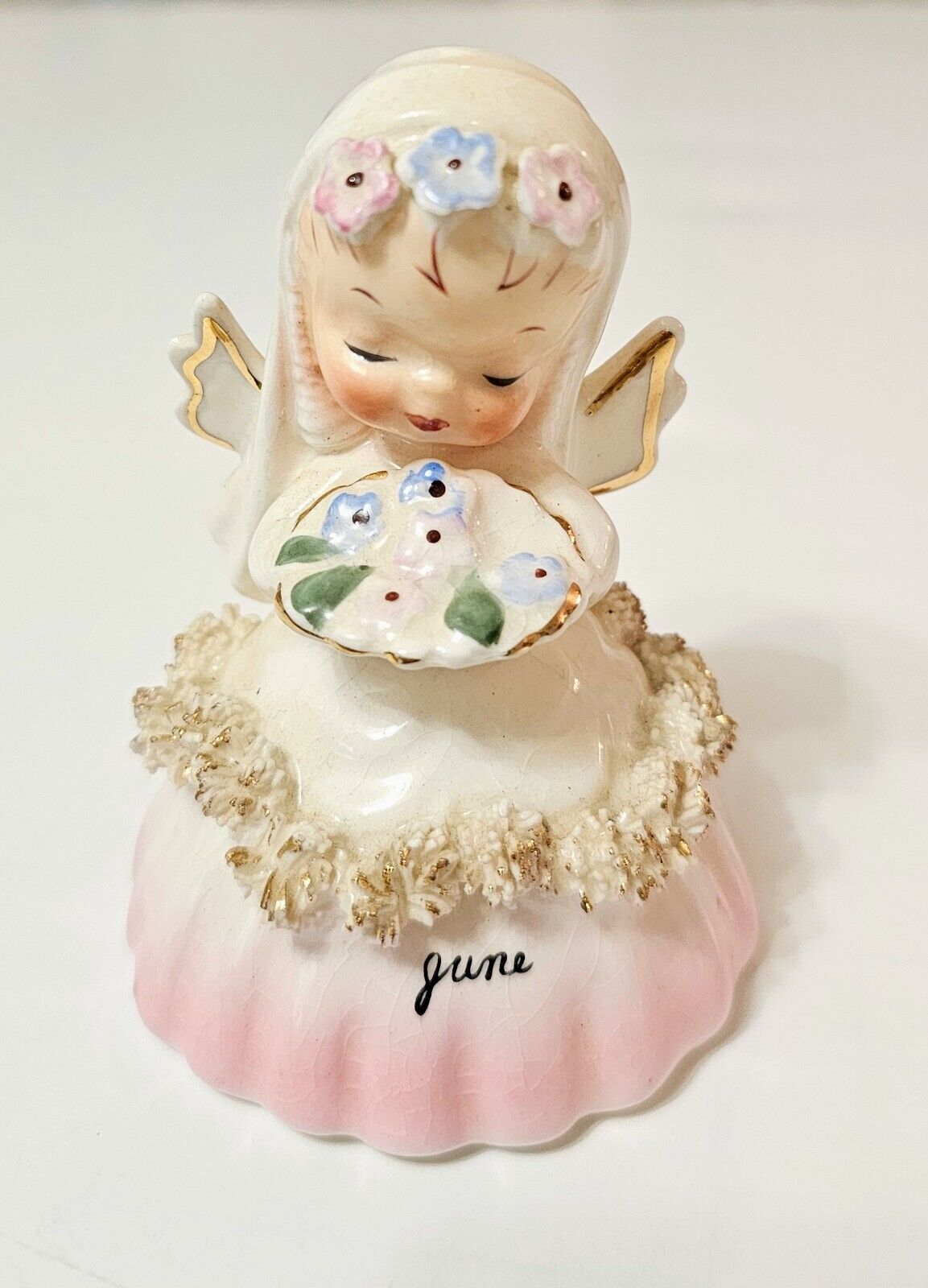 Vintage Napco 1956 June Bride Angel Bell Figurine Japan ** Adorable