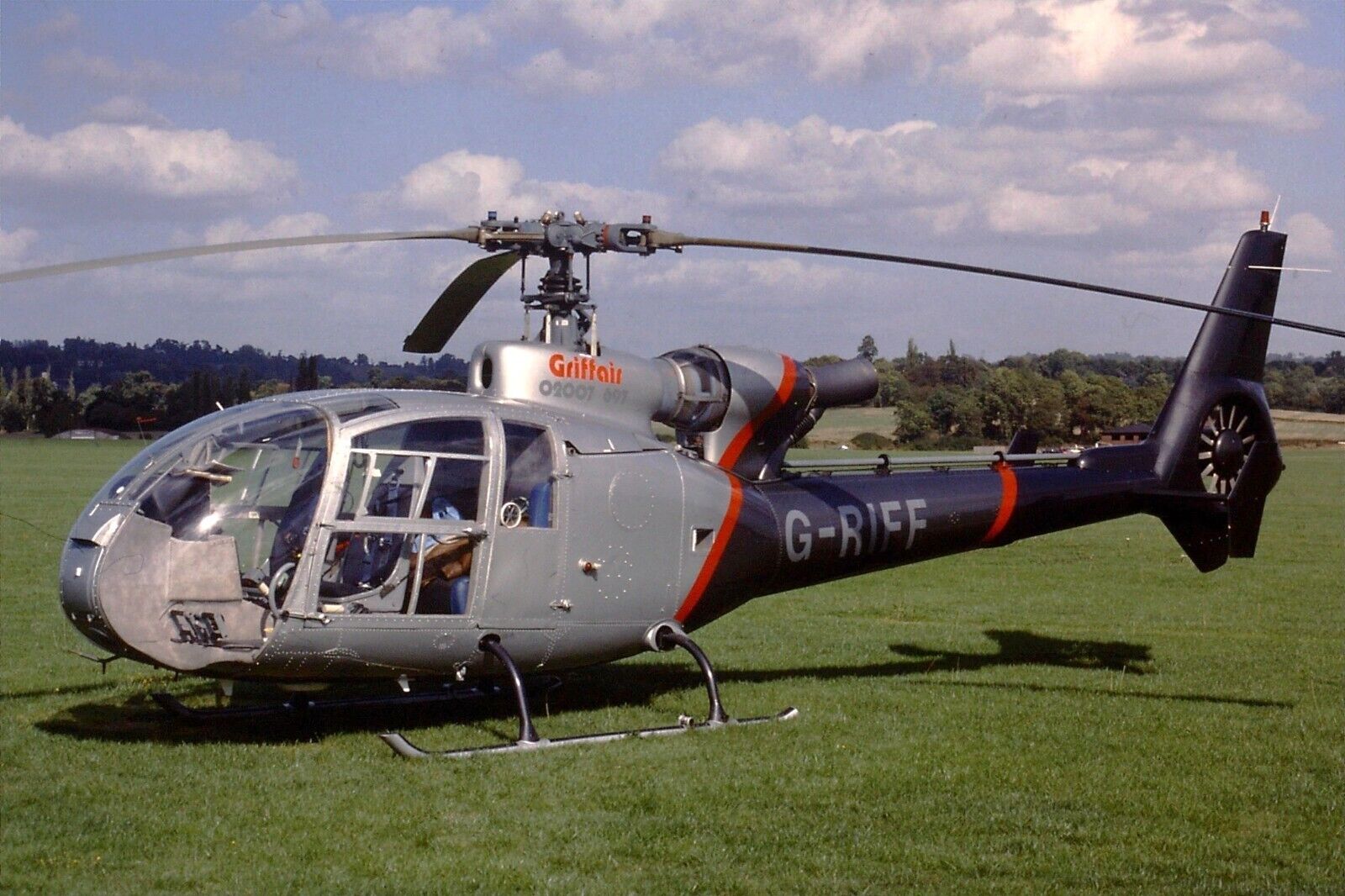 Original 35mm colour slide of Griffair Aerospatiale SA341G Gazelle 1 G-RIFF