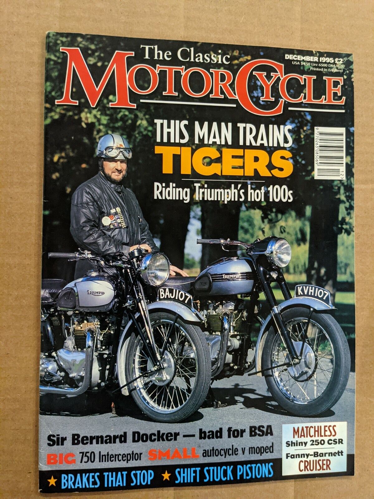 December 1995 The Classic Motorcycle Magazine This Man Trains Tigers  M400 