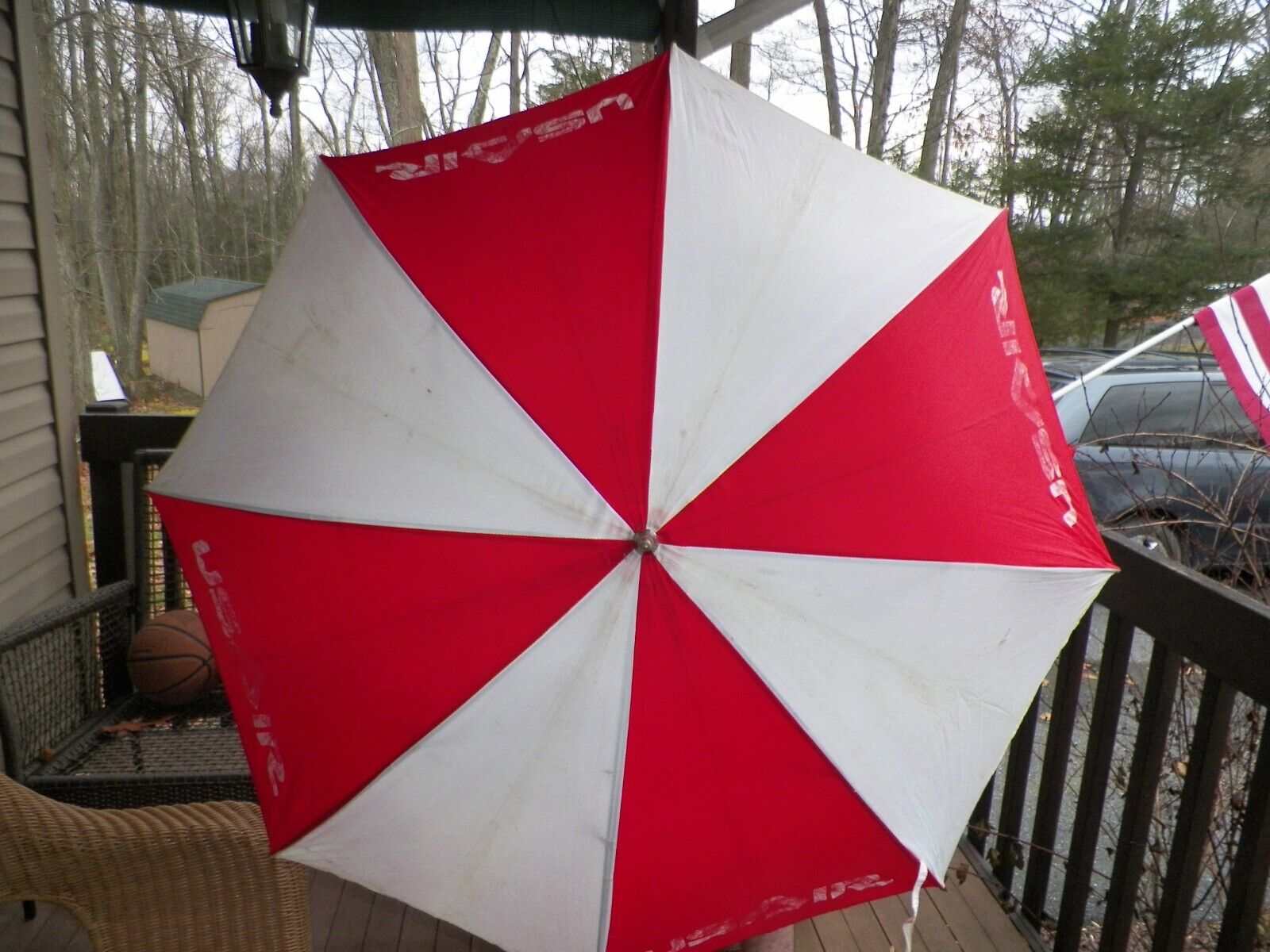 Vintage UsAir US Air Umbrella Rare red and white- look