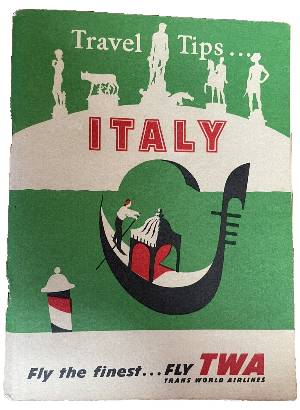 TWA Airlines Travel Tips Italy Booklet 1956 Hotels Tourist Enlarged Edit Vintage