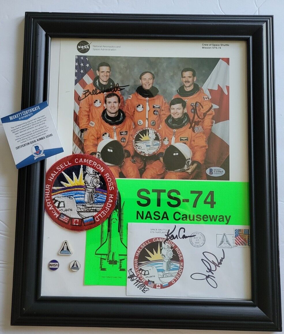 STS-74 NASA Space Shuttle ATLANTIS 1995 Framed Display AUTOGRAPHED 5x's BECKETT