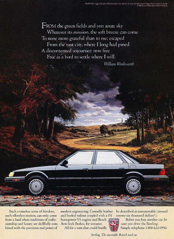 1988 Austin Rover Sterling Vintage Advertisement Ad P36
