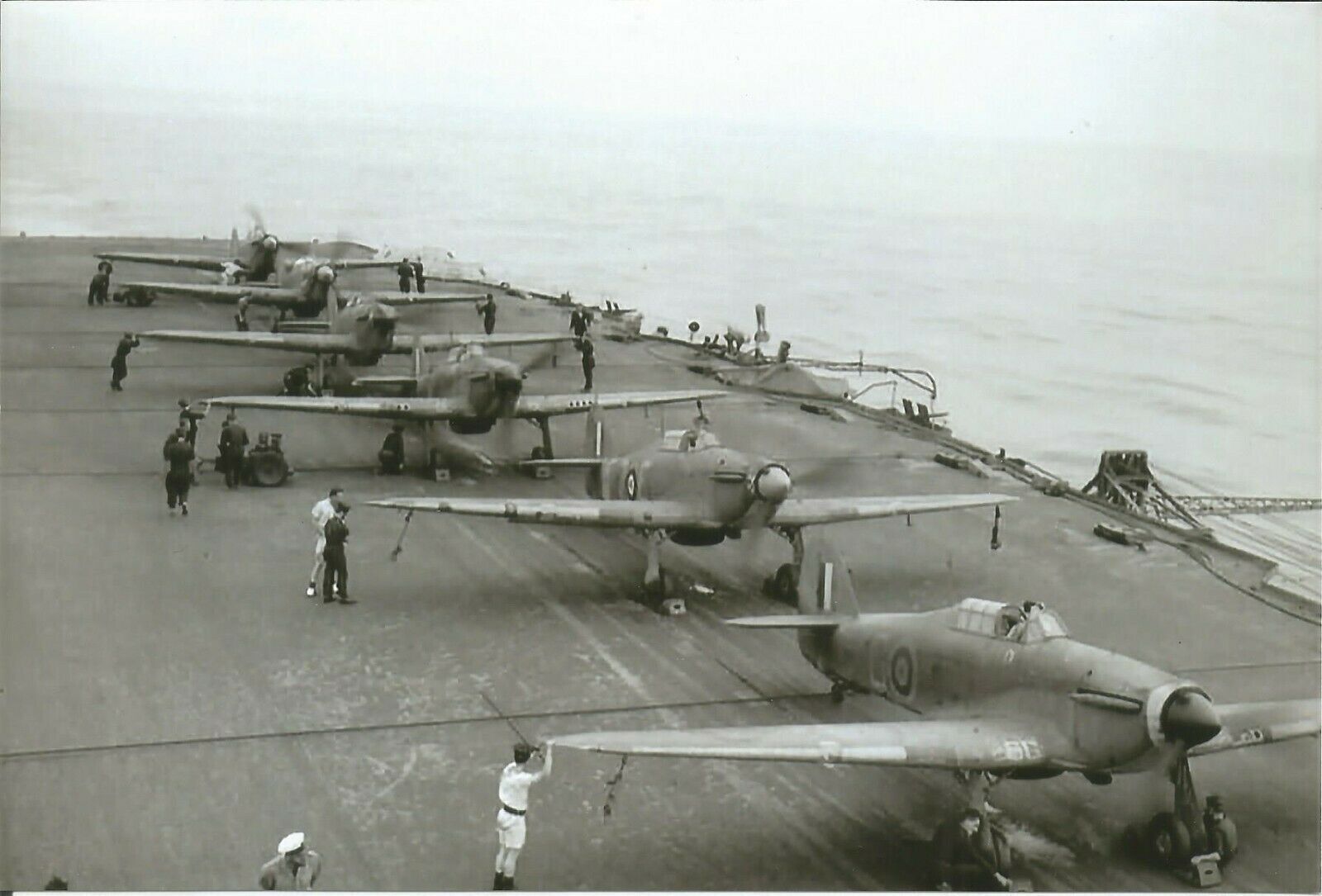 British Hawker Sea Hurricanes on Deck of Aircraft Carrier  WW2 4x6 Re-Print