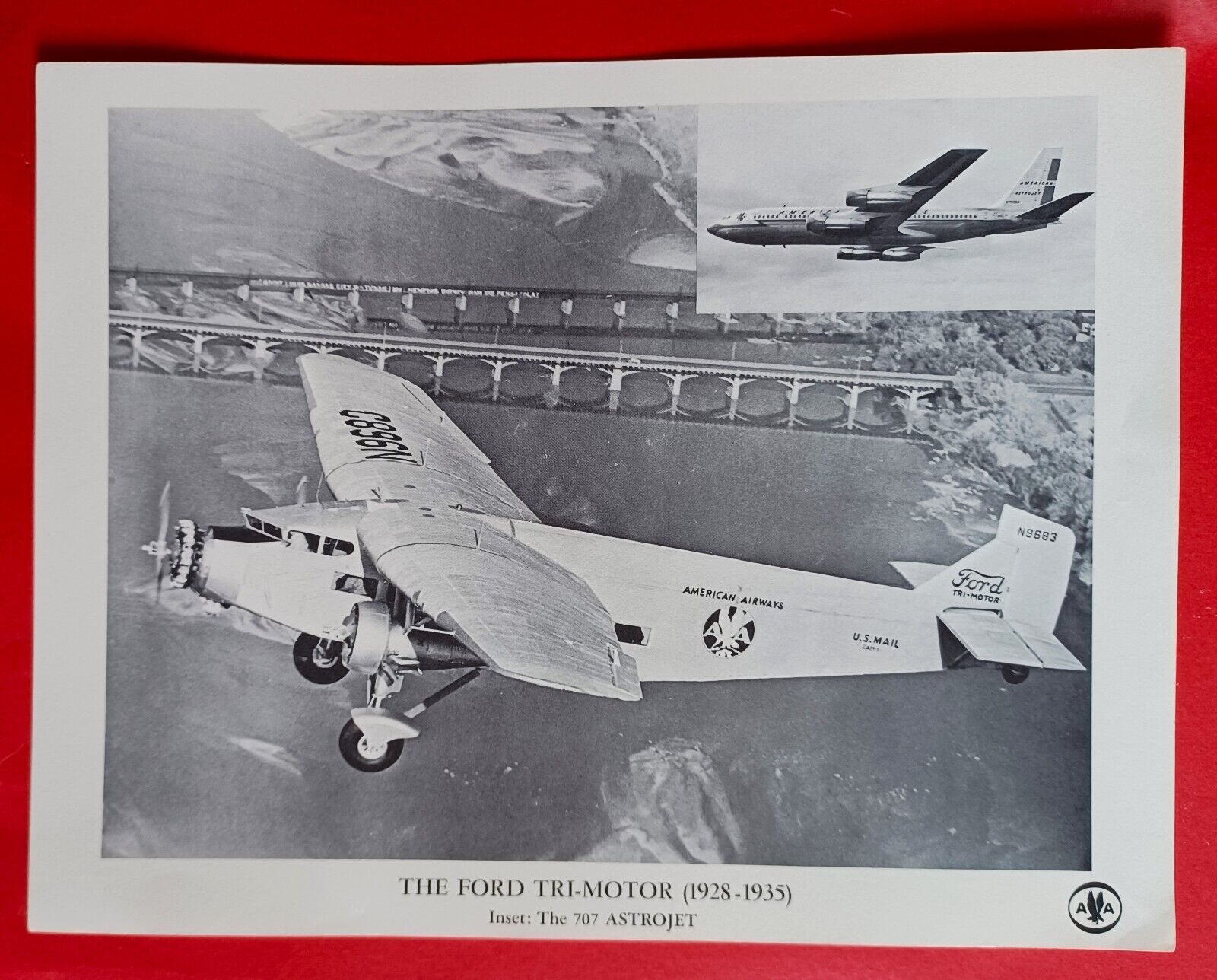 AMERICAN AIRWAYS Ford Trimotor AMERICAN AIRLINES Boeing 707 Photo Print