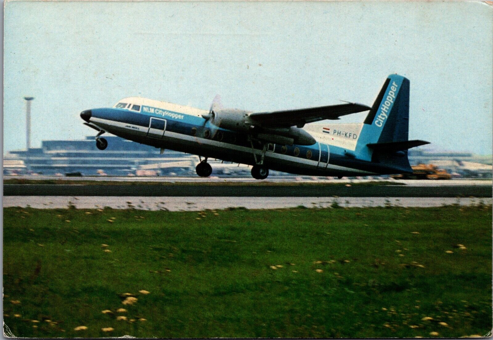 Fokker Friendship NLM Cityhopper Aircraft Vintage Postcard BS21