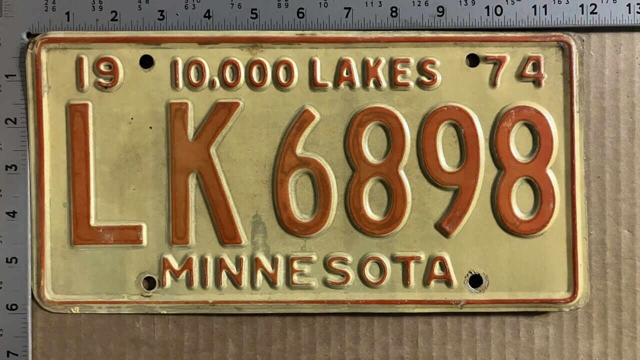 1974 Minnesota license plate LK 6898 lake 6898 of 10000 (we counted) 10932